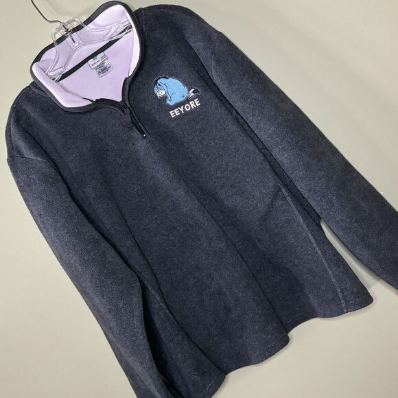 Disney Store Fleece Sweatshirt Jacket Womens XXL Gray Winnie The Pooh Eeyore - Picture 5 of 7